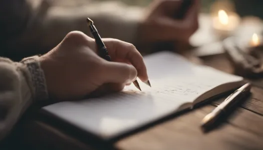 A person writing down their intentions in a peaceful setting