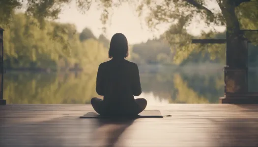 A person practicing mindfulness meditation in a peaceful setting, Enhance