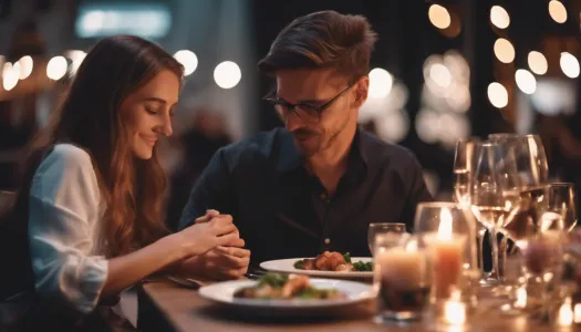 A couple having a romantic dinner together, Enhance