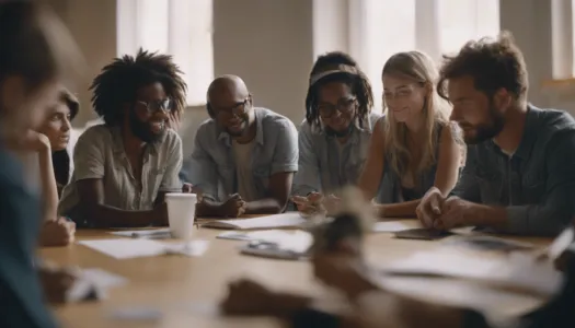 A group of people engaging in a supportive workshop, Enhance