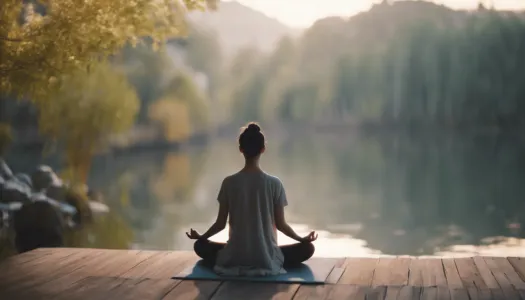 A person practicing meditation in a serene environment, Cinematic