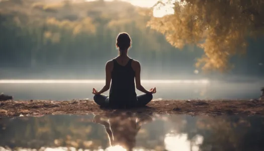 A person practicing mindfulness meditation in a tranquil environment, Enhance