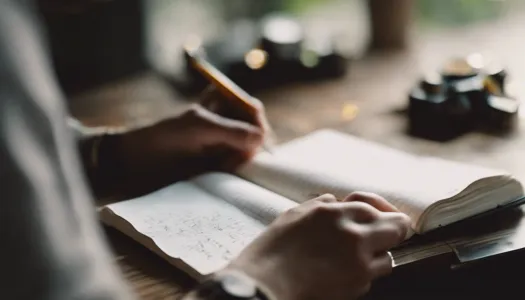 A person journaling in a peaceful environment