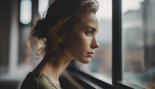 A person reflecting alone by a window, Photographic