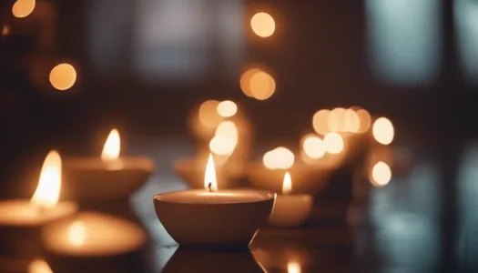 A peaceful meditation scene with candles and soft lighting, Enhance