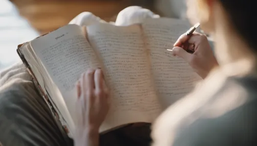 A person engaging in self-reflection with a journal in a quiet space