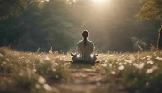 A person meditating peacefully in nature to connect with their guardian angel